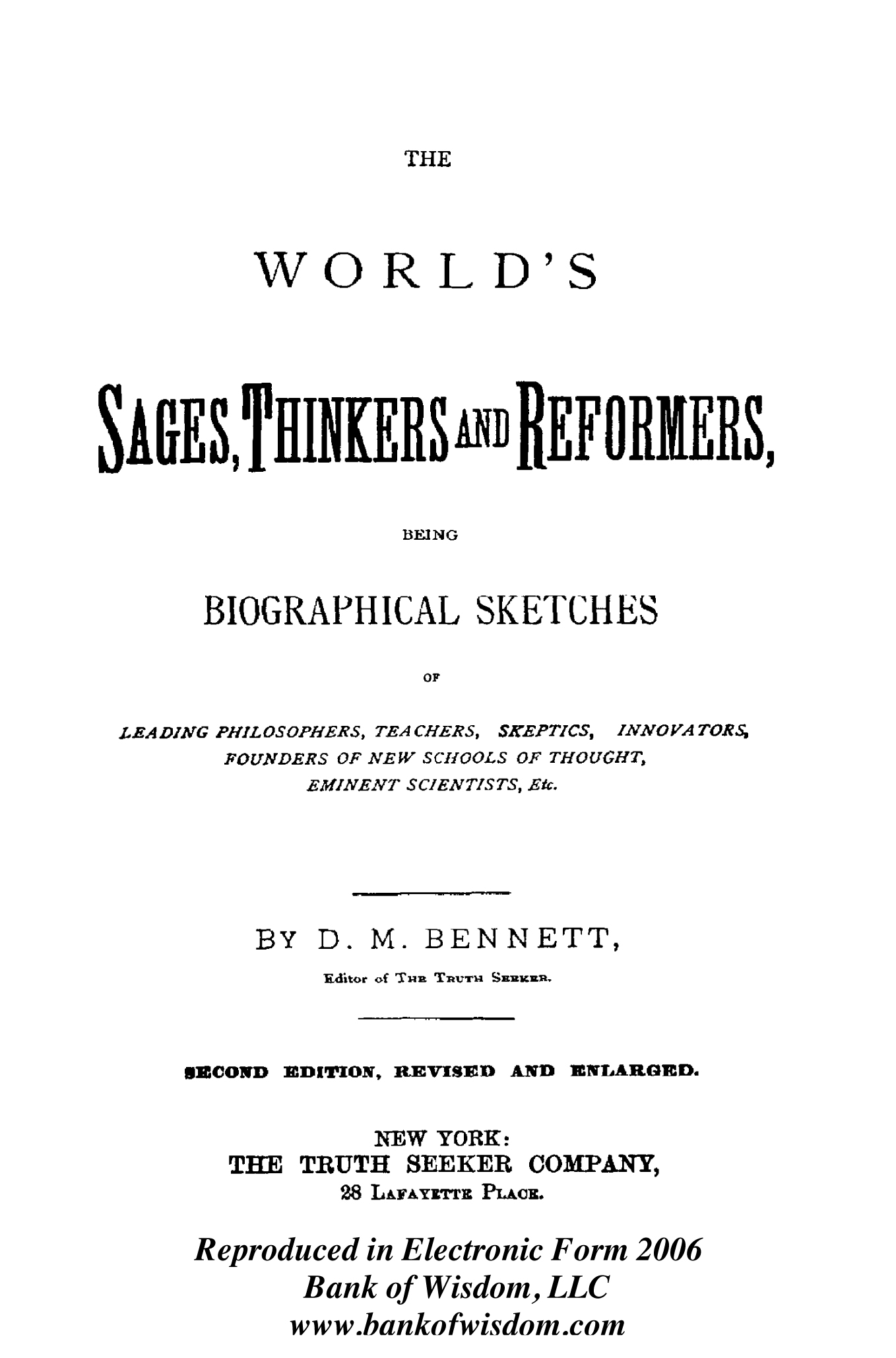 (image for) The World's Sages, Thinker and Reformers - Click Image to Close
